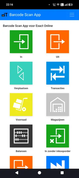 Barcode Scan App Mainscreen