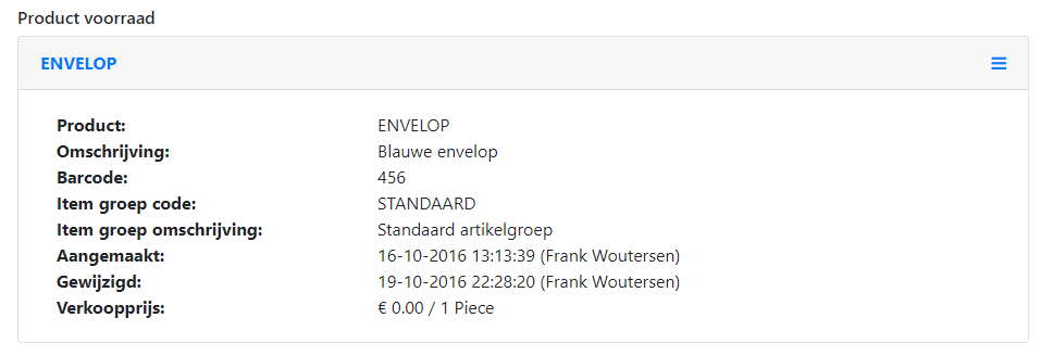 Produktbestand Details