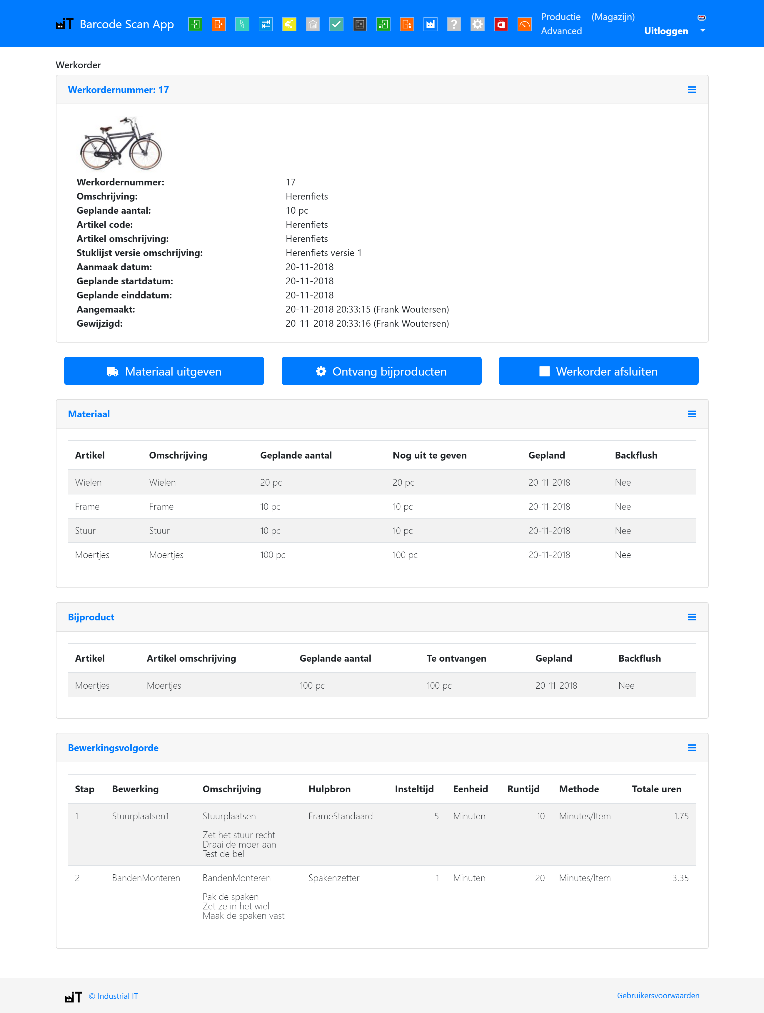 Exact Online werkorder voor productie