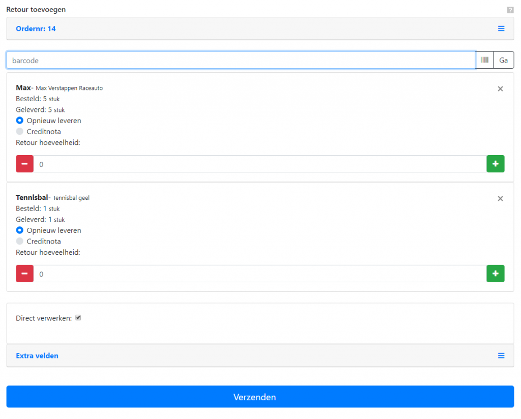 Retoure in Exact Online erstellen