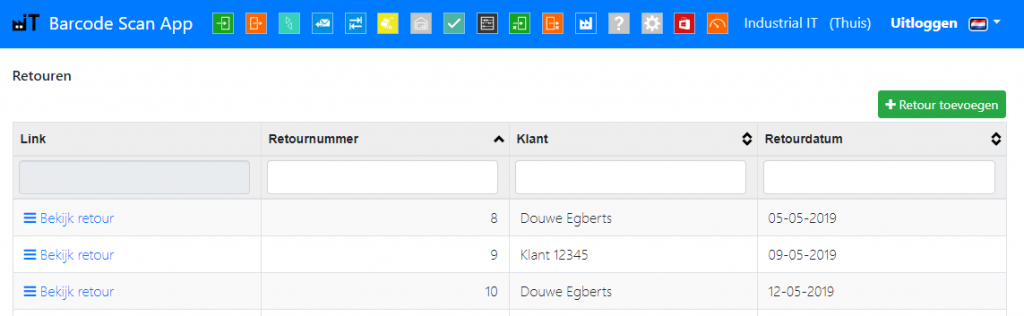 Retouren&uuml;bersicht