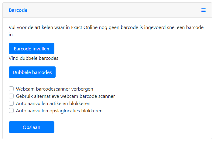 Barcodes in Exact Online eingeben
