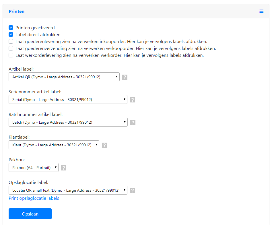 Etiketten drucken in Exact Online