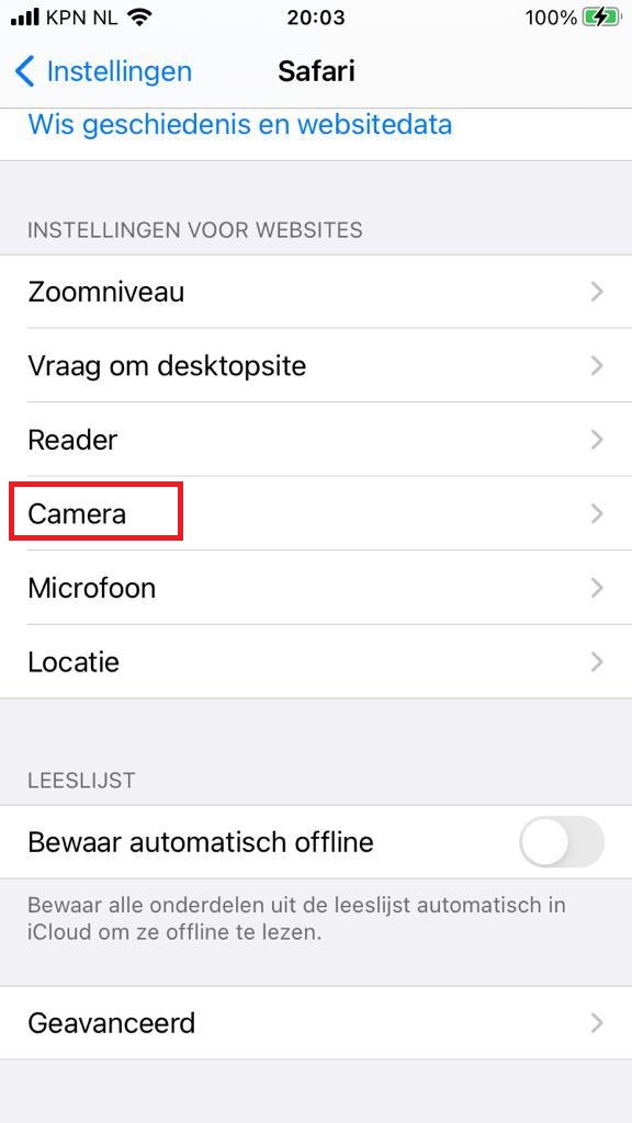Camera rechten verlenen om barcodes te scannen