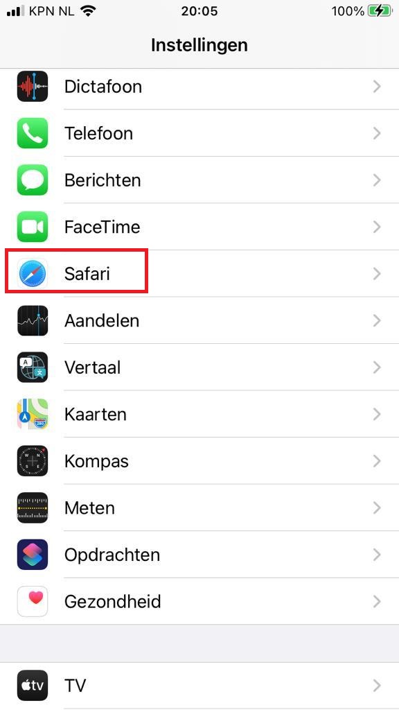 Safari instellingen