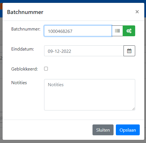 Batchnummer in Exact Online