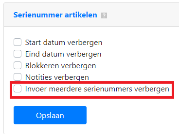 Hide multiple serial number entry
