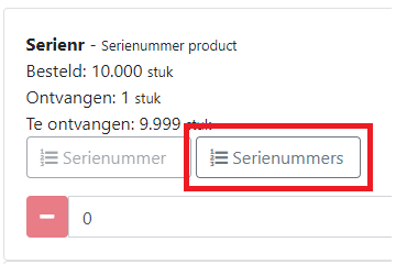 Enter serial numbers