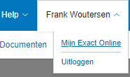 Exact Online mijn menu