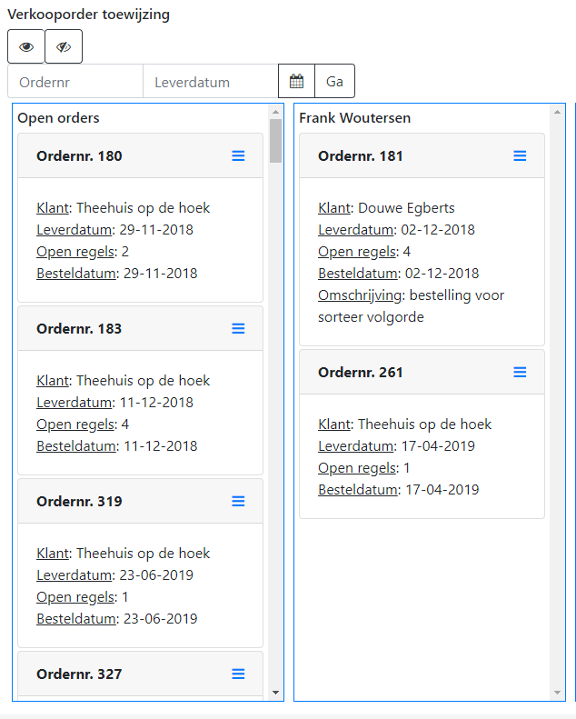 Verkooporders toewijzen