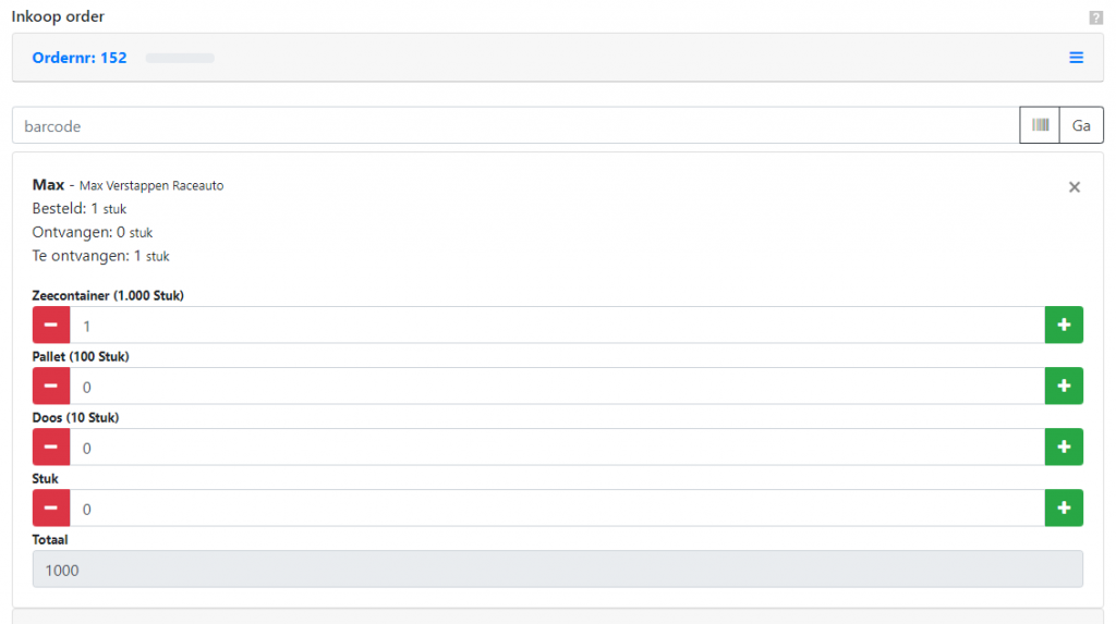 Purchase order pallet