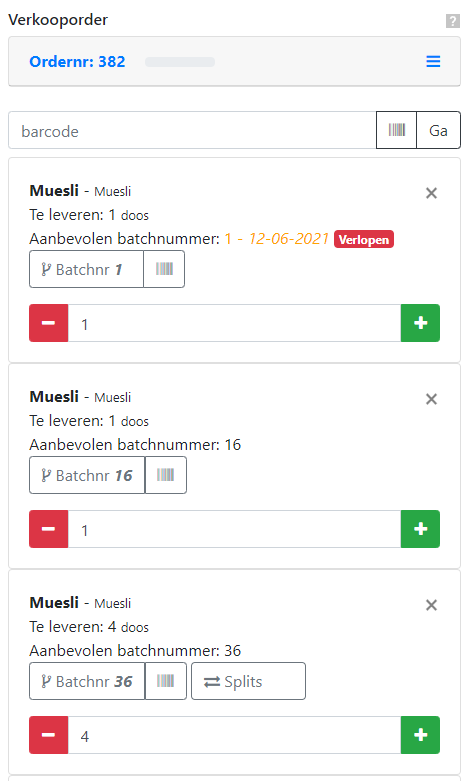 Sales order Exact Online FEFO