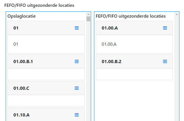 FEFO excluded locations