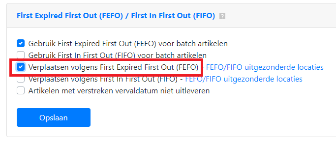 FIFO - First In First Out move items