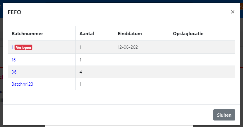 FIFO - First In First Out batch number