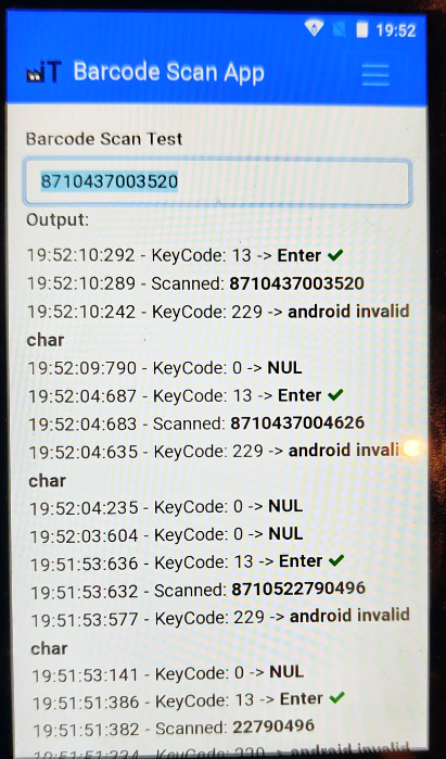 Barcodescanner testen