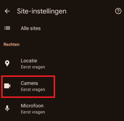 Camera instellingen