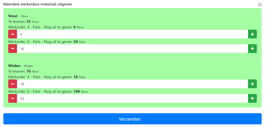 Mehrere Fertigungsauftr&auml;ge gleichzeitig Material ausgeben