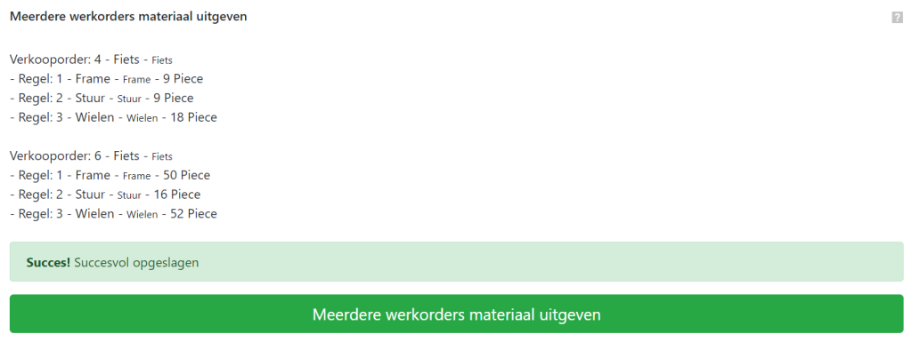 Exact Online Materialausgabe Fertigungsauftrag