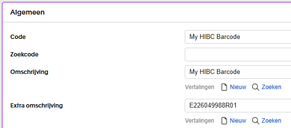 Exact Online HIBC item settings