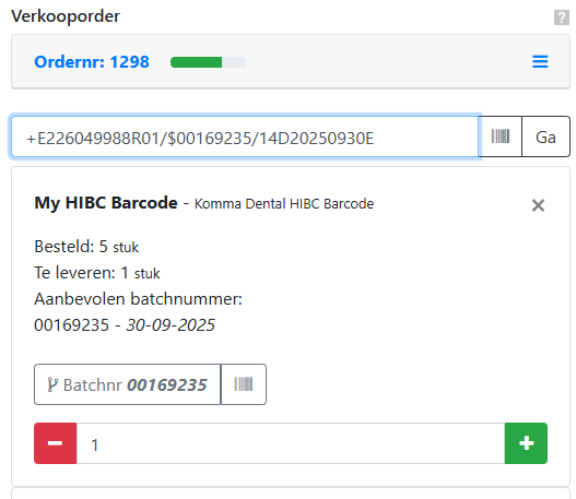 Sales order with HIBC item
